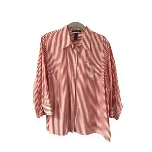 Ralph Lauren Orange stripe blouse 3/4 sleeve